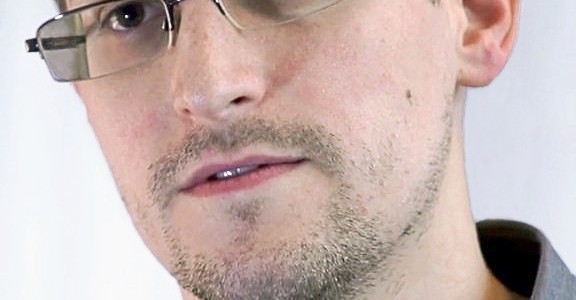 Our Rector, Edward Snowden. Photograph by Still image from the film Prism by Laura Poitras / Praxis Films.