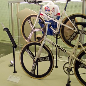 Graeme Obree's 'Old Faithful' replica bicycles by Ed Webster licensed under CC-BY-2.0.