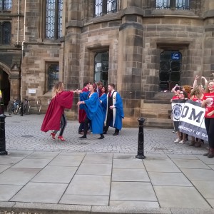 The QMU and GUU meet before the Freshers Address in Freshers' Week 2015.