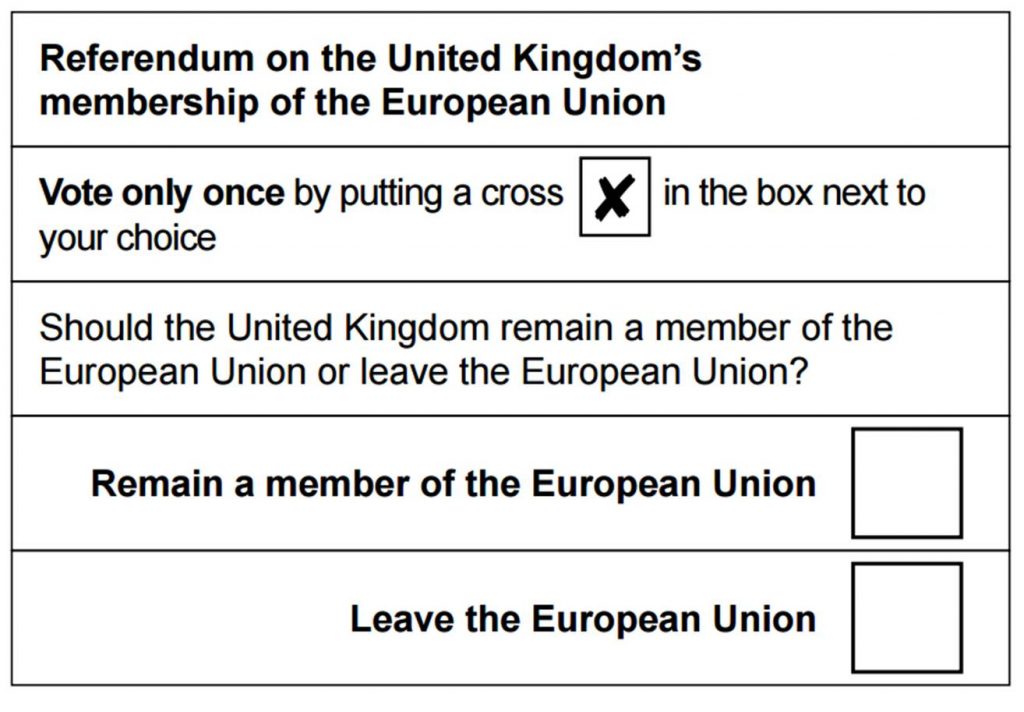 EU referendum ballot paper